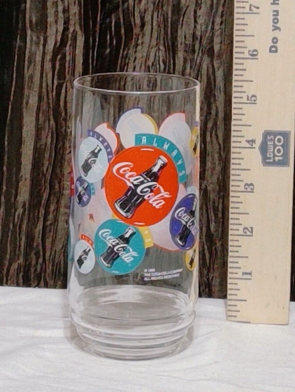 Vintage Coca-Cola Glass with Colorful Logo Circles